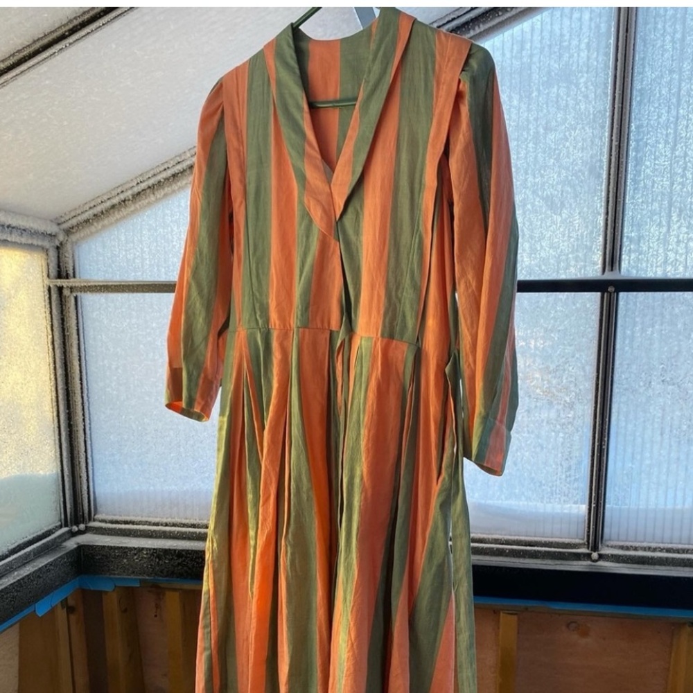 Pink and Green Long Sleeve Plunge Sundress